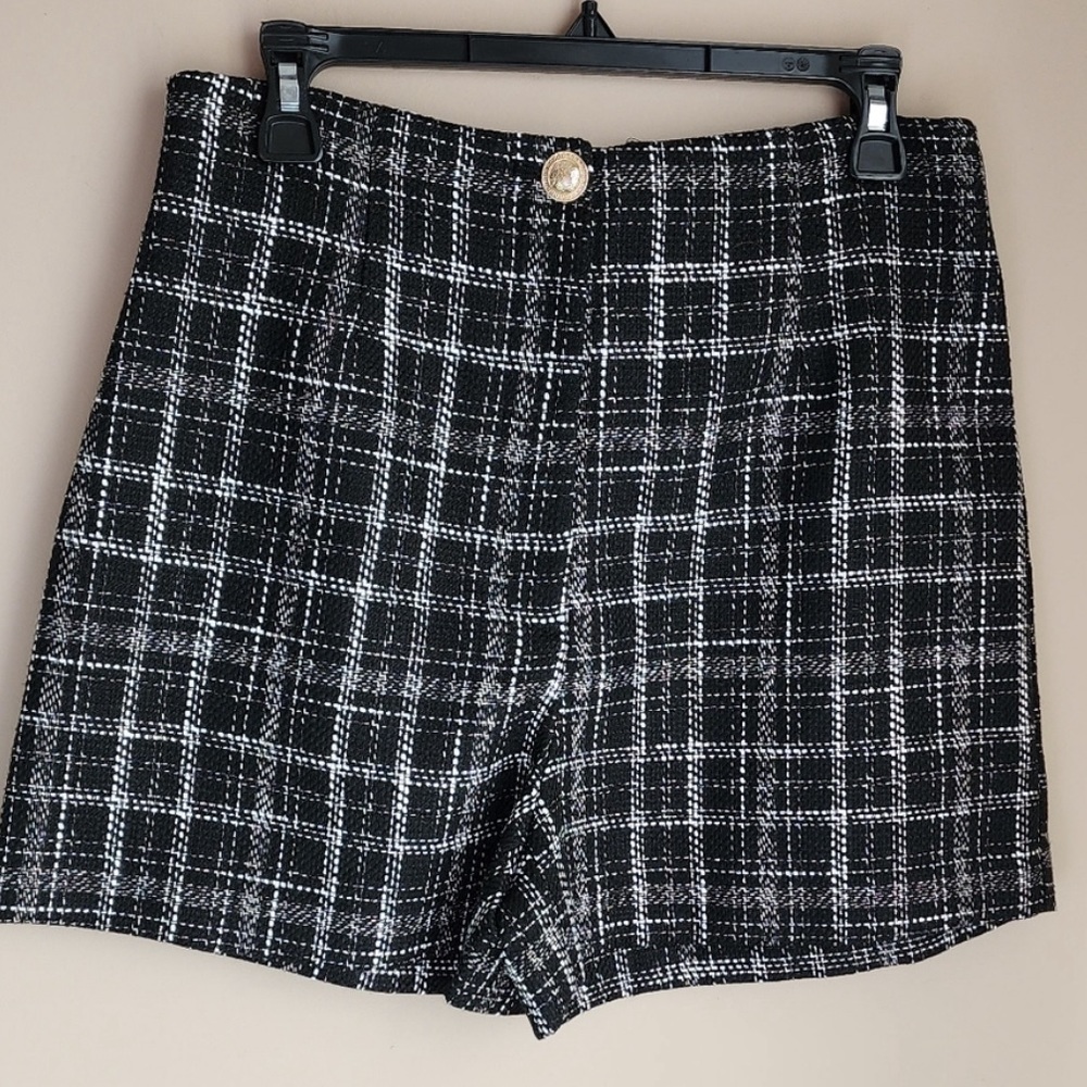 Zara high waisted tweed shorts